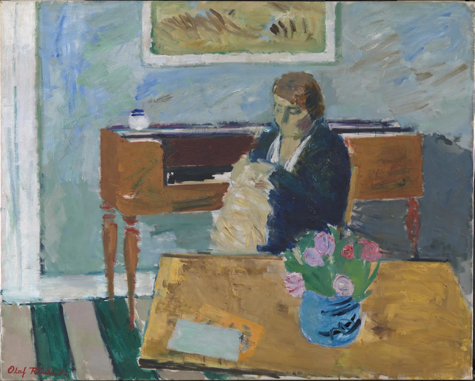 Interior with a Lady Sewing