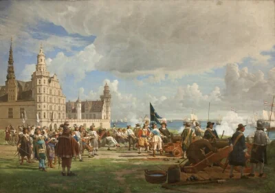 Den hollandske flåde under admiral Opdam passerer Sundet d. 29. oktober 1658 under Svenskekrigen 1657-60