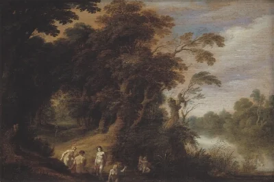 Wooded Landscape with Bathing Nymps