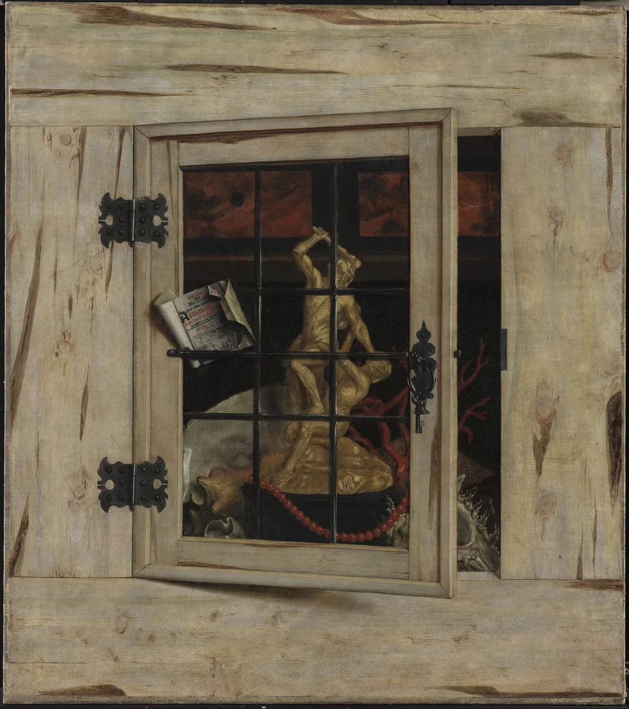 Trompe l'Oeil. An Open Cabinet of Curiosities with a Hercules Group