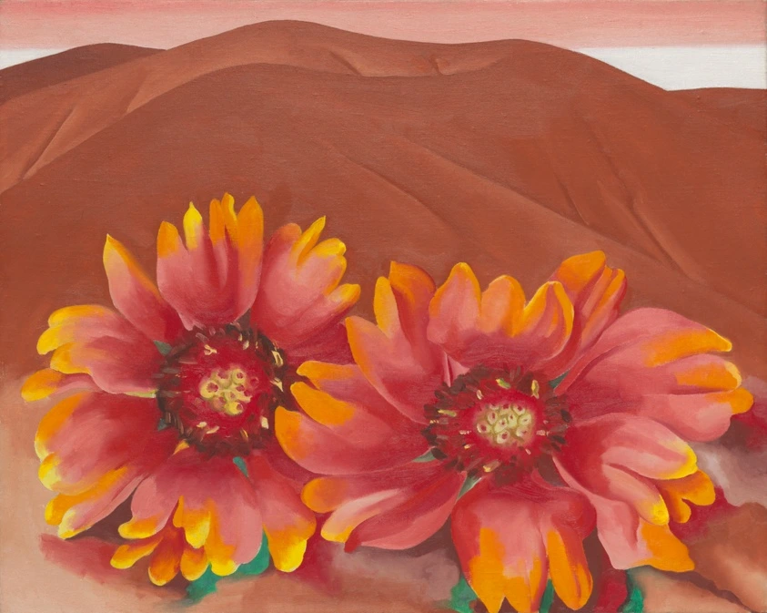 Red Hills with Flowers