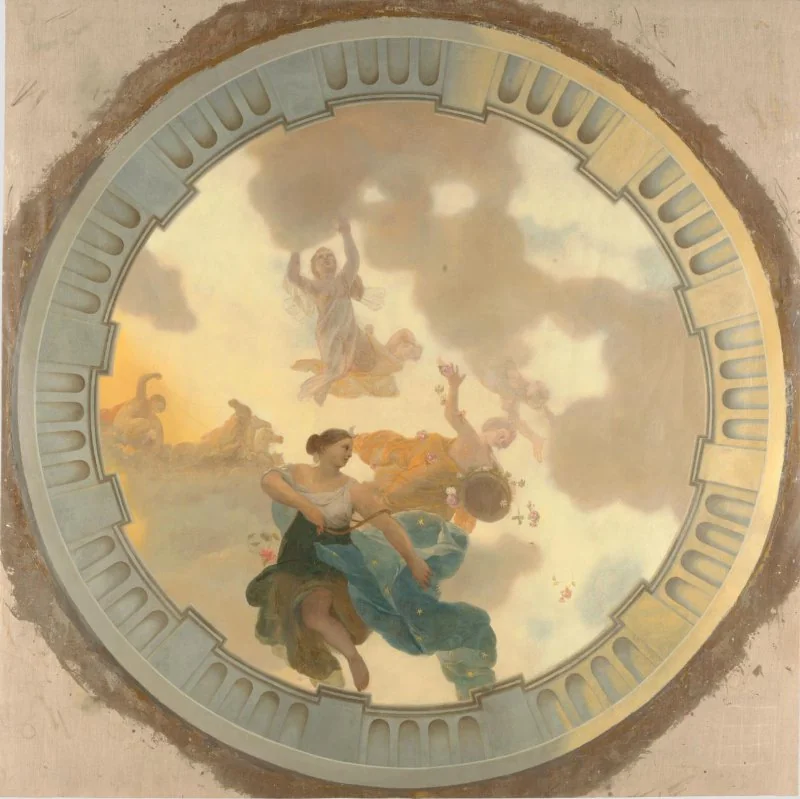 Part (central part) of a ceiling decoration with Diana and her companions as the principal representation
