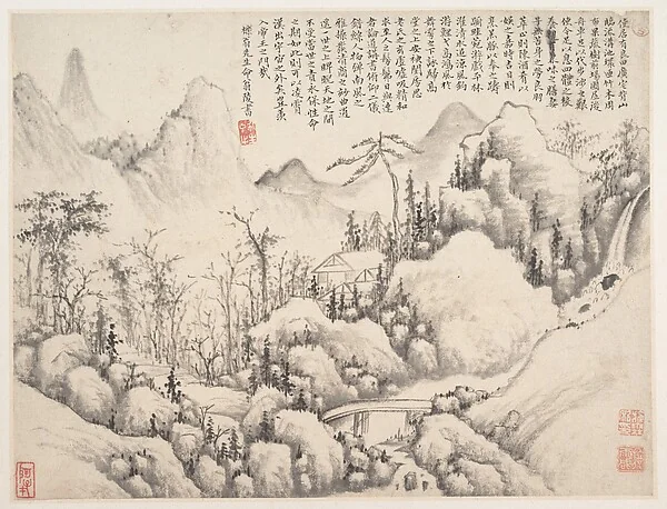 清　施霖　山莊圖　冊頁|Mountain Retreat,  leaf from Album for Zhou Lianggong