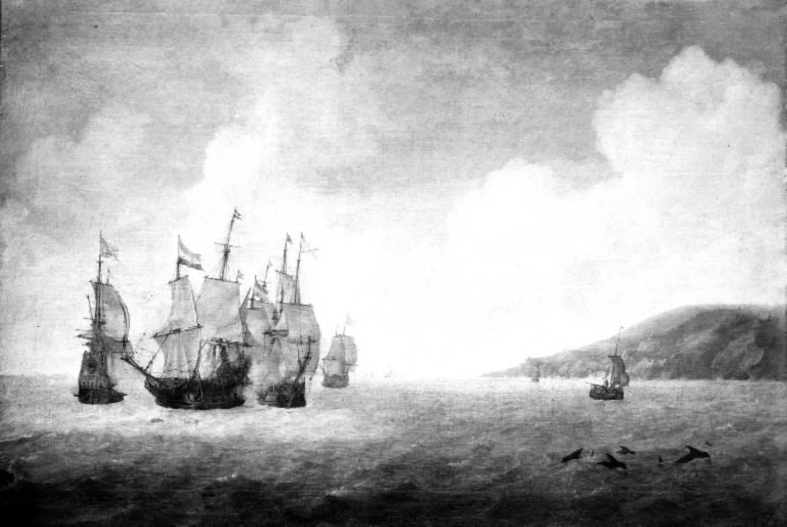 Naval Battle between Dutch and Spanish Ships of the Line
