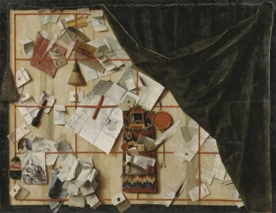 Trompe l'oeil of a Letter Rack with Christian V's Proclamation