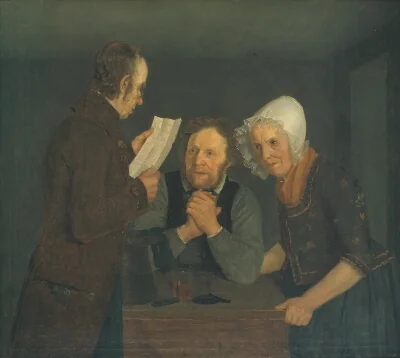 A Schoolmaster Reading Aloud a Letter to an Old Couple from Their Son Abroad