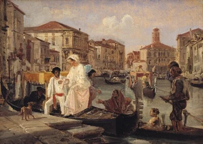 Alighting from a Gondola in Venice